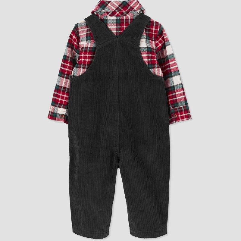Carter&#39;s Just One You&#174;️ Baby Boys&#39; Plaid Top &#38; Overalls Set - Green/Red, 4 of 6