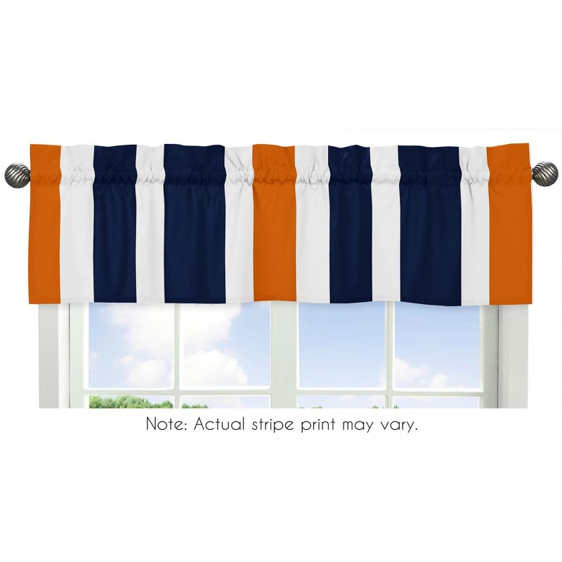 Sweet Jojo Designs Window Valance Treatment 54in. Stripe Blue and Orange, 1 of 4
