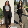 EXLURA Women's Business Blazer and High Elastic Waist Pant Suit Set Loose Fit Casual Fall Winter 2 Piece Suits for Work - 3 of 4