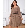 Coolmee Womens Plus Size Fall Long Sleeve Ribbed Knit Dresses Casual V Neck Knee Length Button Down Winter Sweater Dress with Belt - 4 of 4