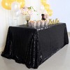 Wikineon Black Sequin Tablecloth Halloween Table Overlays Shimmer Table Cloth 90x90-inch Square Halloween Decoration Elegant Wedding Tablecloth - 3 of 4