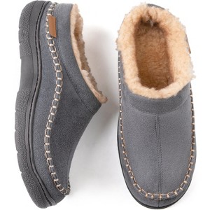 RockDove Men's Aiden Faux Fur Lined Microsuede Slide Slipper - 1 of 4