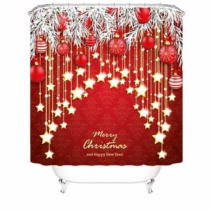 Merry Christmas Red Ball Shower Curtains for Bathroom Waterproof Fabric Bath Curtain Durable Soft Stylish Bathroom Decor 72x72 Inch - 1 of 1