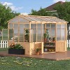 8x12 FT Wooden Greenhouse, Walk-In Garden Greenhouse with Polycarbonate Panels, Lockable Door & Ventilation Window for Backyard, Heavy Duty - 3 of 4