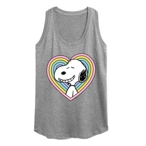 Women's - Peanuts - Snoopy Heart Graphic Racerback Tank - 1 of 4