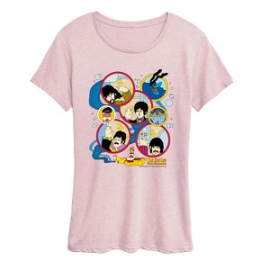 Women's - The Beatles - Yellow Sub Grid Short Sleeve Graphic T-Shirt - 1 of 4