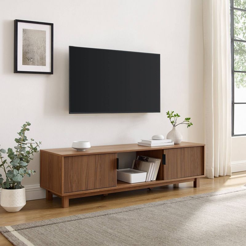 Modern Reeded Wood 2 Door TV Stand for TVs up to 65" - Saracina Home, 3 of 8