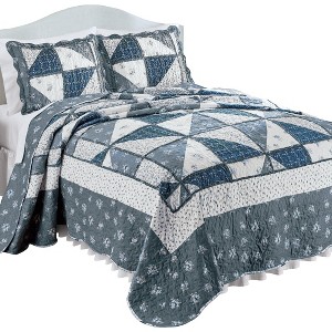 Collections Etc Eloise Triangle Patchwork Reversible Oversized Quilt - 1 of 3