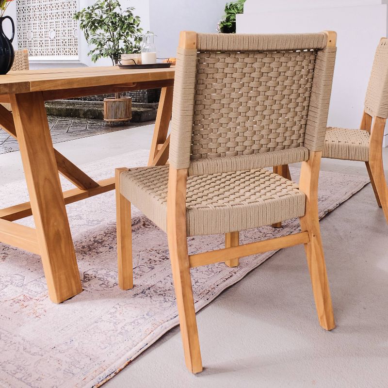  Cambridge Casual Zephyr 2pc Teak Wood Outdoor Dining Chair, 5 of 14
