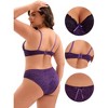 Agnes Orinda 2 Pcs Women's Lace Overlay Adjustable Push-Up Underwire Comfort Undergarment Set - 3 of 4