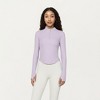Anna-Kaci Active Women's Long Sleeve Ribbed Knit Half Zip Top with Curved Hem and Fitted Silhouette - 2 of 4