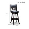 FONTOI 44" Swivel Upholstered Barstools with Back, French Bar Stools with Flared Leg for Living Room Kitchen, Dark Brown&Gray, 24"*44"*24" - 3 of 4