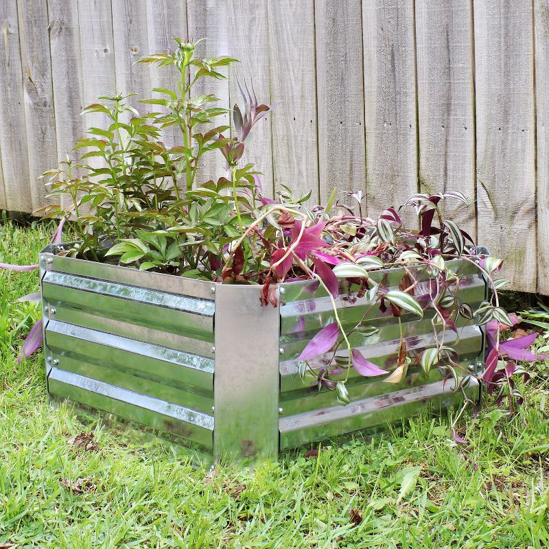 Sunnydaze Corrugated Galvanized Steel Raised Garden Bed for Plants, Vegetables, and Flowers - 24" Square x 11.75" H, 2 of 10