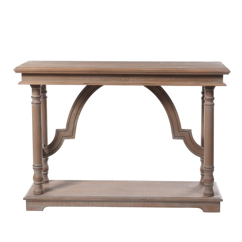 Wood Trestle Console Table with Arch Design Brown - StyleCraft, 3 of 7
