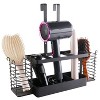 LunaLulinlk Tool Organizer, 3-in-1 Hair Dryer Holder Metal Bathroom Organizer Wall Mount Cabinet Door for Hair Dryer, Curling Iron, Makeup, Black - 3 of 4