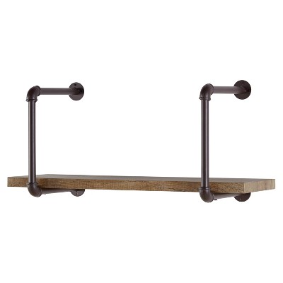 31.5" x 14.6" Industrial Pipe Wall Shelf Brown - Danya B.