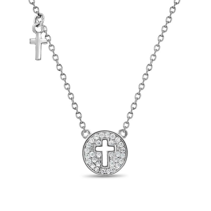 Girls' Tiny Cross & Key Sterling Silver Necklace - In Season Jewelry, 1 of 7