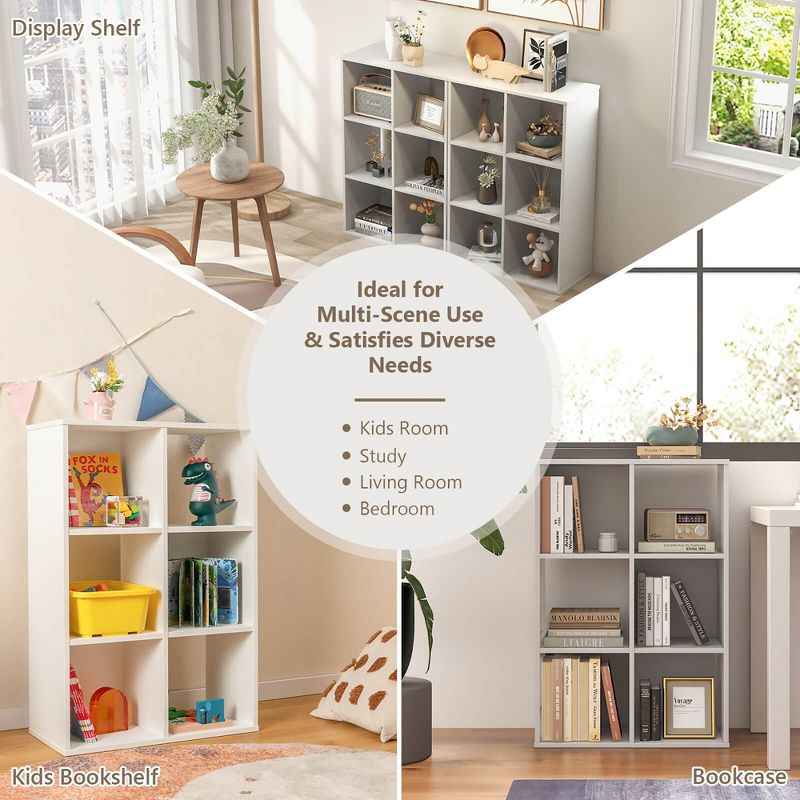 Tangkula 6-Cube Bookshelf 4-Tier Bookcase with 2 Anti-Tipping Kits & Floor Display Shelf, 5 of 10