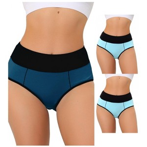 Allegra K Women's High-Waisted Tummy Control Color-Block Available in Plus Size Briefs 3 Packs - 1 of 4
