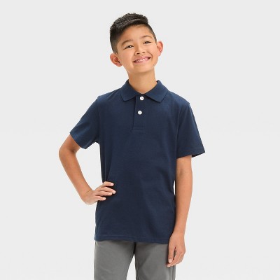 Boys' Short Sleeve Jersey Uniform Polo Shirt - Cat & Jack™ Navy Blue Xs ...