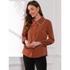 Allegra K Women's Sweet Ruffle Peter Pan Collar Long Sleeves Button Down Shirt - 3 of 4