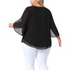 Agnes Orinda Women's Plus Size Flutter Petal 3/4 Sleeve Chiffon Loose Flowy Summer Blouses Tops - 4 of 4