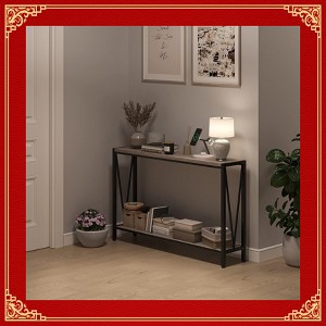 Garvee Console Table, 2-Tier Entryway Table with Storage, 43" Narrow Sofa Table with V Design, Industrial Console Table - 1 of 4