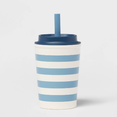 Image of Kids' 12oz Leak Proof Stainless Steel Portable Straw Tumbler Blue - Pillowfort™