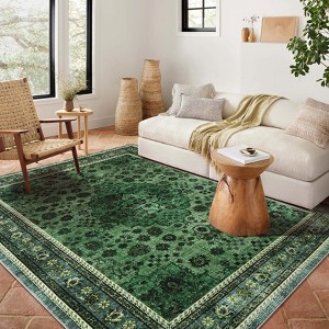 Washable Area Rug Vintage Foldable Thin Rug,Soft Low-Pile Non-Slip Stain Resistant Floor Indoor Outdoor Carpet - 1 of 4