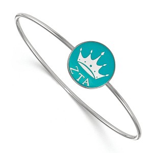 Black Bow Jewelry Sterling Silver Zeta Tau Alpha Greek Life Bangle Bracelet 6 Inch - 1 of 3