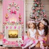 Aoibox Christmas Door Cover 1 Piece 6.5 x 3 ft Pink Fireplace Nutcracker Puppy Banner with Rope for Holiday Party Photo Backdrop - 4 of 4