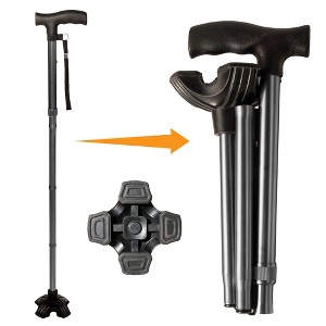 Stander Wonder Cane, Folding Walking Cane for Seniors with Flexible Quad Tip - 1 of 4