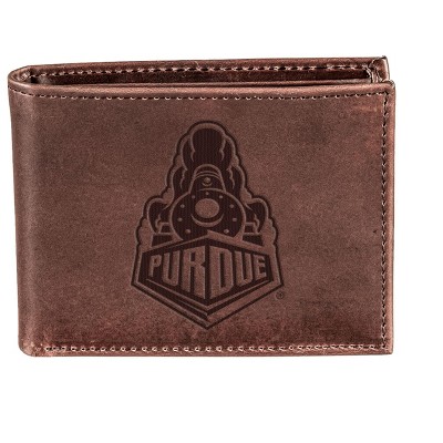 Evergreen NCAA Purdue Boilermakers Brown Leather Bifold Wallet Officially Licensed with Gift Box