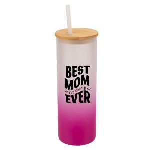 Elanze Designs Best Mom In History Ever Love Family Wrap-Around Design 25 Ounce Frosted Gradient Glass On-The-Go Coffee Travel Skinny Tumbler Mug Cup, - 1 of 1