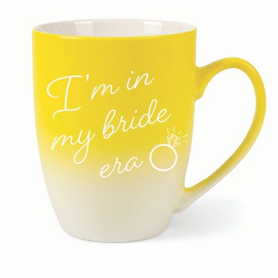 Elanze Designs I'm In My Bride Era Two Toned Ombre Matte 10 ounce New Bone China Coffee Tea Cup Mug For Your Favorite Morning Brew, Yellow and White