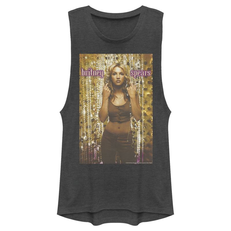 Juniors Womens Britney Spears Oops I Did It Again Album Cover Festival Muscle Tee, 1 of 5