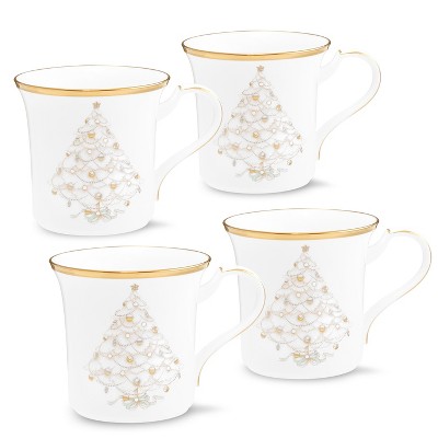 Noritake Palace Christmas Set of 4 Holiday Accent Mugs