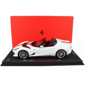 Ferrari 812 Competizione Aperta Bianco Italia Matt White with Red & Red Interior with DISPLAY CASE Ltd Ed 1/18 Model Car by BBR - 1 of 4