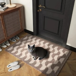 Zarkea™ Modern Wavy Geometric Rug, Washable Indoor Outdoor,Pet-Proof Anti-Scratch,Brown - 1 of 4