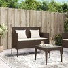 vidaXL Patio Bench with Cushions Brown Poly Rattan - 3 of 4