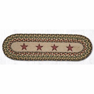 Earth Rugs Oval Stair Tread – Gold Stars Design, Braided Jute, Primitive Americana Accent, 27"x8.25" Country Stair Mat - 1 of 3