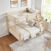 MAYEERTY Twin over Full Bunk Bed with Ladder, Wooden Bed Frame with High Guardrail and Ladder for Kids, No Box Spring Needed, Natural - 3 of 4