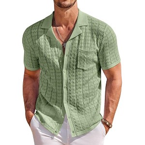 COOFANDY Button Down Shirt Polo Shirts Short Sleeve - 1 of 4