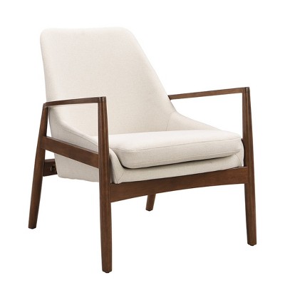 1 Piece Modern PU Leather Accent Chair,Upholstered Armchair With  Wooden Frame,High Backrest Solid Wood Reading Lounge Chair-Cuddlewood