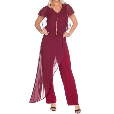 Women's Jumpsuit with Chiffon Overlay - LAST TANGO
