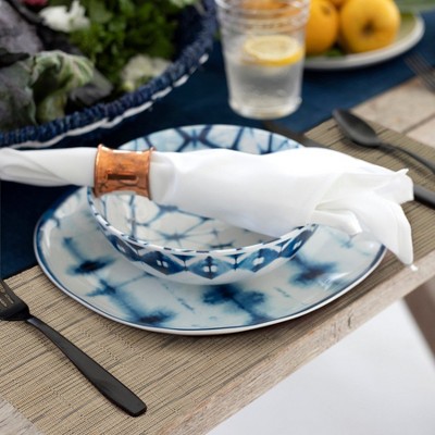 Camel Grasscloth Vinyl Reversible Indoor Outdoor Placemats, Set of 12