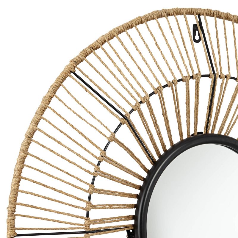 Newhill Designs Jefferson Round Vanity Wall Mirror Vintage Rustic Black Iron Natural Hemp Rope Frame 27 1/2" Wide for Bathroom Bedroom Living Room, 3 of 10