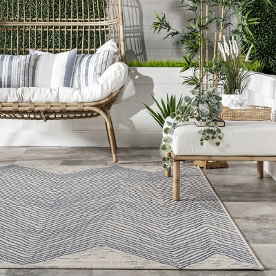 Chevron Waves Easy-Care Indoor/Outdoor Accent Rug, 2' x 3', Blue