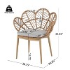 Christopher Knight Home Cleto Patio Floral Design Rattan and Iron Dining Chair with Faux Wood Finish (Set of 2) - 3 of 4