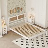 3-Pieces Bedroom Sets Queen Size Wooden Platform Bed & Natural Rattan Headboard, 2 Nightstands with 3 Drawers for Bedroom-Maison Boucle - 3 of 4